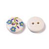 Painted 2-hole Sewing Button with Lovely Broken Flowers NNA0YW3-2