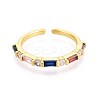 Brass Micro Pave Cubic Zirconia Cuff Rings for Women KK-T071-55G-2
