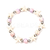 5Pcs Round & Starfish Synthetic Turquoise Beads & Brass Beads Stretch Bracelets Sets BJEW-JB12417-4