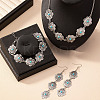 Oval Alloy & Synthetic Turquoise Pendant Necklaces & Dangle Earrings & Link Bracelets Sets FS-WGAAC5F-01-4