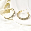 Brass Clear Cubic Zirconia C-Shaped Stud Earrings EJEW-L261-026G-3