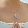 Elegant Brass Micro Pave Clear Cubic Zirconia Star Pendant Necklaces EY0411-2-1