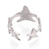 304 Stainless Steel Cuff Rings for Women RJEW-N052-09P-3