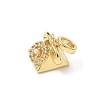 Brass Micro Pave Clear Cubic Zirconia and ABS Imitation Pearl European Dangle Charms KK-Q068-12G-2