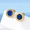 304 Stainless Steel Flat Round Stud Earrings EJEW-C099-23G-01-2