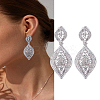 1 Pair Rhinestone Horse Eye Dangle Stud Earrings EJEW-LP0002-92A-1