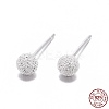 Textured 925 Sterling Silver Ball Stud Earrings X-EJEW-L202-004A-1