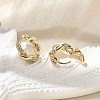 Brass Clear Cubic Zirconia Hoop Earrings EJEW-Q014-29G-3