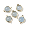 Brass Pave Dyed Natural White Jade Faceted Flat Round Connector Charms G-U028-04G-10-1
