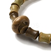 Sandalwood Verawood Bamboo Joint Beaded Stretch Bracelet BJEW-B080-13D-3