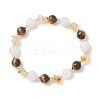 Natural Citrine & Tiger Eye & White Jade Beads Stretch Bracelets for Women BJEW-JB13186-2