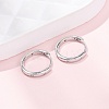 925 Sterling Silver Micro Pave Clear Cubic Zirconia Hoop Earrings EJEW-K317-04P-1