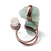 Natural Fluorite & Quartz Crystal Irregular Nugget Open Cuff Ring RJEW-I082-07R-03-3
