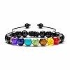 Chakra Theme Natural & Synthetic Mixed Stones Braided Bracelets QD1254-5-1