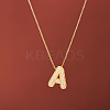 Brass Micro Pave Clear Cubic Zirconia Initial Pendant Necklaces for Women FS-WGDC51D-01-1