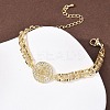 Brass Micro Pave Clear Cubic Zirconia Link Bracelets for Women BJEW-G769-01G-3