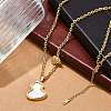 Ion Plating(IP) 304 Stainless Steel Pave Natural Shell Gourd Pendant Cable Chain Necklaces for Women NJEW-M078-02G-01-2