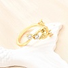 Ocean Theme Brass Micro Pave Cubic Zirconia Cuff Rings for Women RJEW-F184-17A-G-4