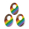 Pride Rainbow Theme Resin & Walnut Wood Pendants WOOD-K012-01-1