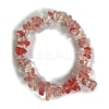 Synthetic Cherry Quartz Glass Stretch Bracelets PW-WG56138-24-1