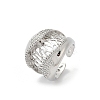 Brass Micro Pave Clear Cubic Zirconia Open Cuff Rings for Women RJEW-A059-05P-2