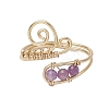 3Pcs Natural Amethyst & Green Aventurine & Rose Quartz Finger Rings RJEW-JR00838-4