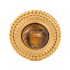 Flat Round Natural Tiger Eye Finger Rings RJEW-Q822-02G-03-2