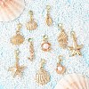 10Pcs 10 Styles Ocean Theme Alloy with Plastic Pearl European Dangle Charms PALLOY-YW00089-2