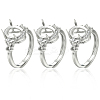 6Pcs Adjustable Brass Micro Pave Clear Cubic Zirconia Finger Ring Components ZIRC-BBC0003-43-7