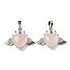 Natural Rose Quartz with Clear Cubic Zirconia Pendants G-G133-02P-26-1