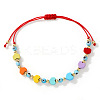 Synthetic Turquoise Heart & Glass Evil Eye Link Bracelets IQ8070-5