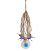 Flat Round with Evil Eye Glass Pendant Decorations EVIL-PW0002-18A-01-2