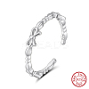 Rhodium Plated Bowknot 925 Sterling Silver Open Cuff Rings for Women STER-P065-19P-1