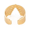 PVD Vacuum Plating 304 Stainless Steel Letter V Open Cuff Ring RJEW-G316-12G-3