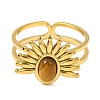 Oval Natural Tiger Eye Finger Rings RJEW-Q822-49G-02-2