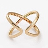 Brass Micro Pave Cubic Zirconia Cuff Rings RJEW-C101-13G-5