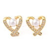 Rack Plating Brass Micro Pave Clear Cubic Zirconia Stud Earrings for Women EJEW-G394-29G-2