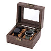 2-Slot Wood Covered with PU Leather Watch Storage Boxes with Glass Visible Window Hinged Lids and Lint Pillows Inside CON-WH0113-10A-1