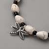 Alloy Charm Synthetic Turquoise Teardrop Beaded Stretch Anklets for Women AJEW-WH0596-282A-2