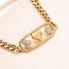 304 Stainless Steel Crystal Rhinestone Rectangle with Heart Pendant Necklaces for Women NJEW-D340-01G-3