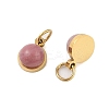 Ion Plating(IP) Natural Rhodonite Half Round Charms with Jump Ring STAS-A097-05G-03-2