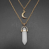 Natural White Jade Cone Pendant Double Layer Necklace UX9990-29-1