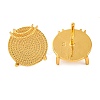 Brass Stud Earring Findings with Round Tray KK-G502-19B-G-2