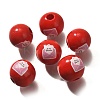 Valentine's Day Element Printed Wood Beads WOOD-R002-01-18-1