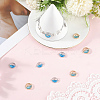 8Pcs 2 Colors Brass Sky Blue Cubic Zirconia Connector Charms KK-BBC0018-19-4