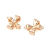 Brass Pave Clear Glass Connector Charms KK-N254-58G-2
