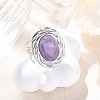 Oval Natural Amethyst Finger Rings RJEW-M063-01P-16-1