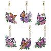 6Pcs Butterfly DIY Diamond Painting Keychain Kit PW-WG95088-01-1