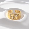 Brass Micro Pave Clear Cubic Zirconia Cuff Rings for Women RJEW-U041-13G-2