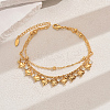 Fashionable Vintage Beach Style Brass Cubic Zirconia Double Layer Tassel Heart Adjustable Ladies Anklets ED6281-4-1